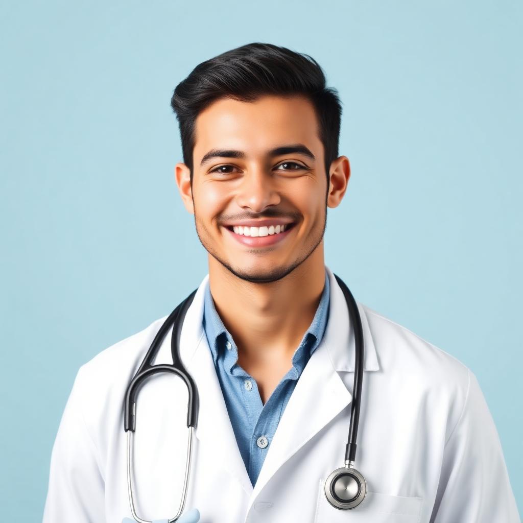 Médico sorrindo pronto para o atendimento por telemedicina