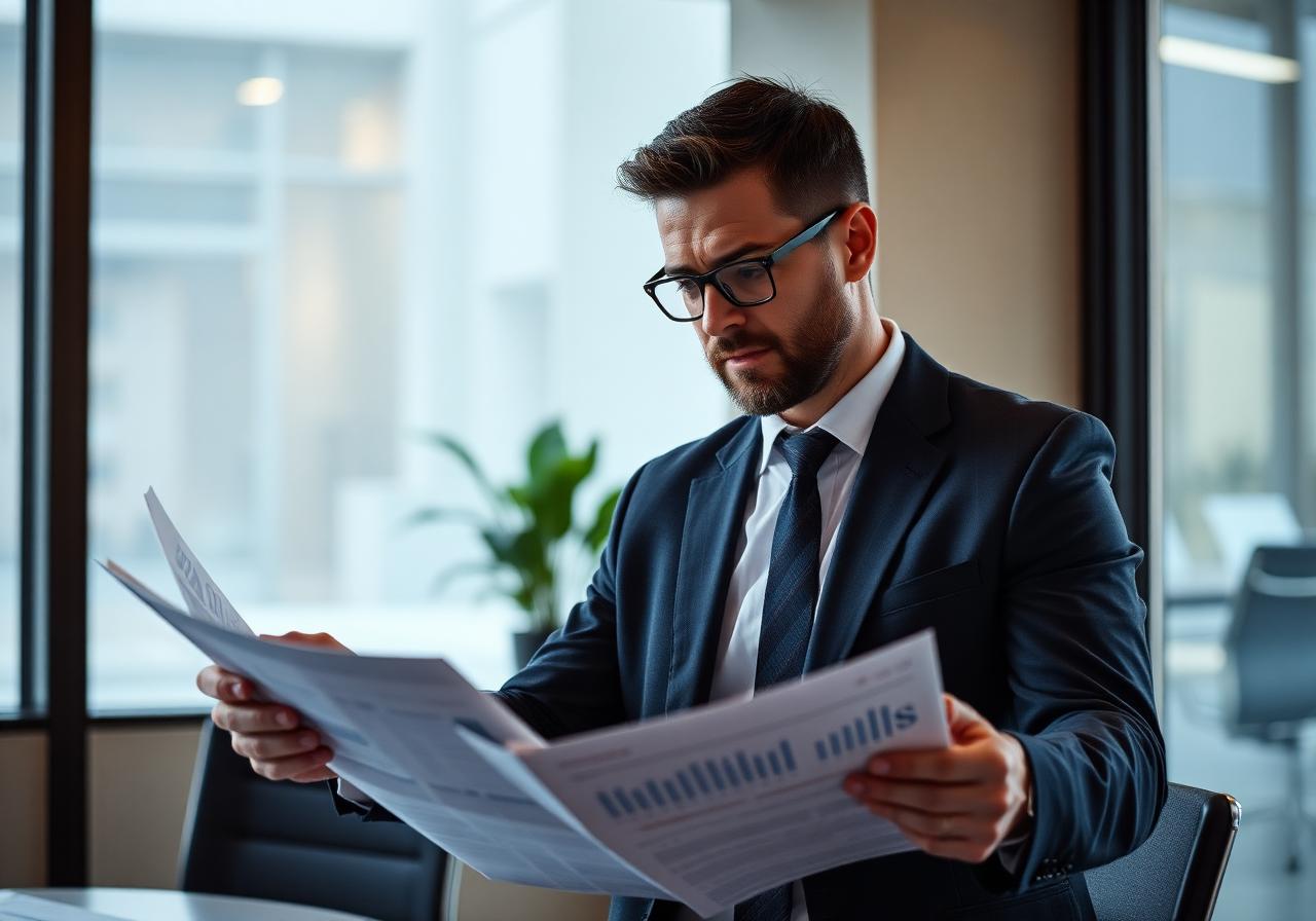 Executivo analisando relatórios