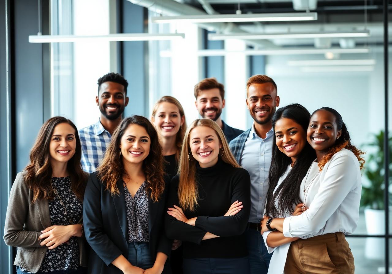 Equipe diversa de colaboradores